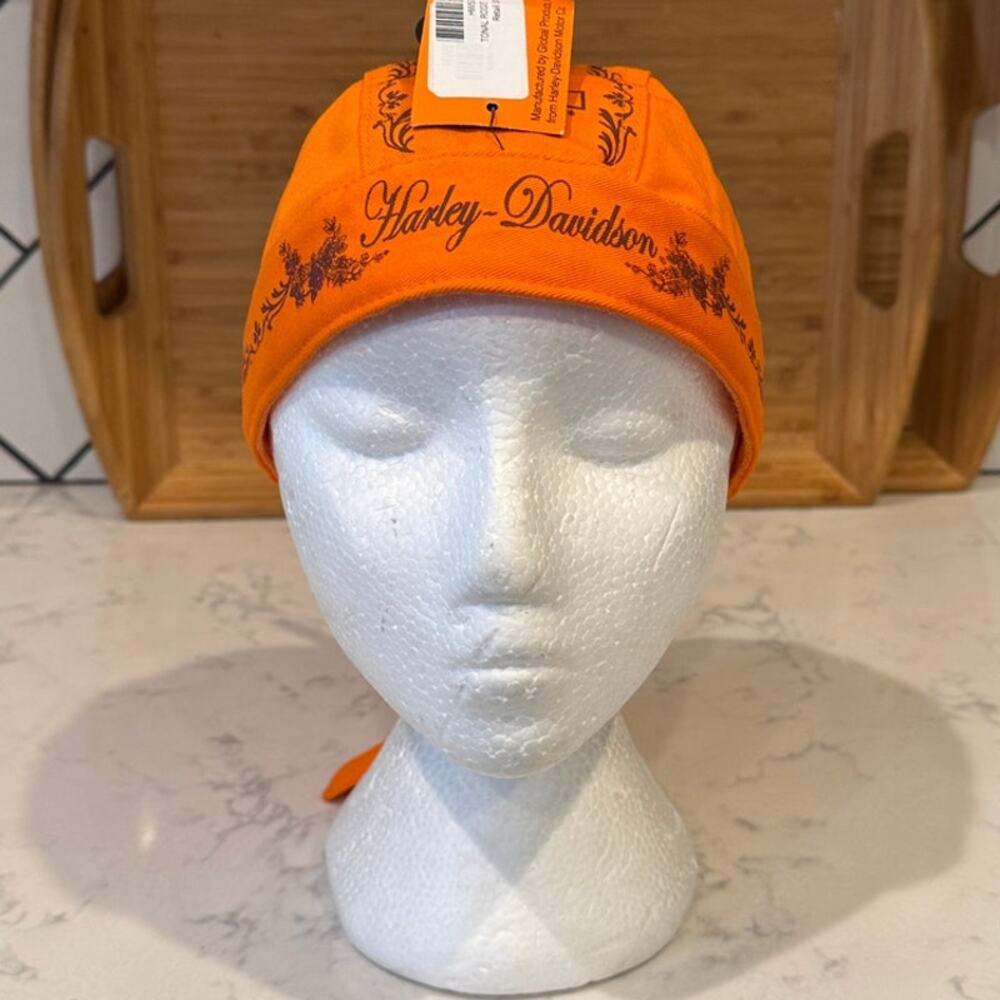Harley Davidson Tonal Rose Head wrap orange OS biker moto new with tag